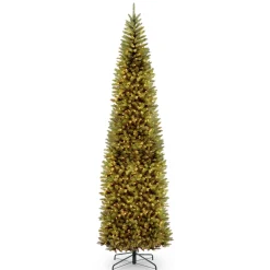 National Tree Company 12 ft. Pre-Lit Kingswood Fir Pencil Slim Tree with Clear Lights