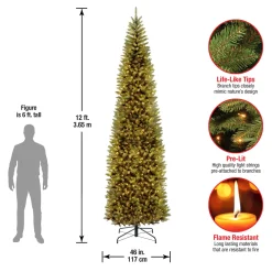 National Tree Company 12 ft. Pre-Lit Kingswood Fir Pencil Slim Tree with Clear Lights
