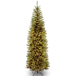 National Tree Company 7 ft. Pre-Lit Kingswood Fir Pencil Tree with Power Connect Dual Color LED Lights