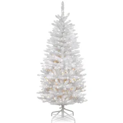 National Tree Company 4.5 ft. Pre-Lit Kingswood Fir White Pencil Tree with Clear Lights