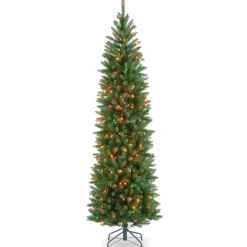 National Tree Company 7 ft. Pre-Lit Kingswood Fir Pencil Tree with Multicolor Lights