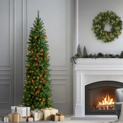 National Tree Company 7.5 ft. Pre-Lit Kingswood Fir Pencil Tree with Multicolor Lights