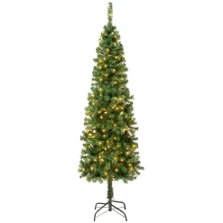 National Tree Company 6 ft. Pre-Lit Linden Spruce Slim Tree with Warm White LED Lights