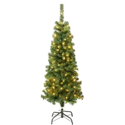 National Tree Company 4.5 ft. Pre-lit Linden Spruce Wrapped Tree with Warm White LED Lights