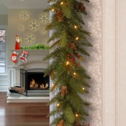 National Tree Company 6 ft. Pre-Lit Long Needle Pine Cone Garland with Clear Lights