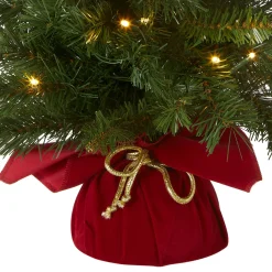 National Tree Company 2 ft. Pre-Lit Majestic Fir Tree with LED Lights, Red Base