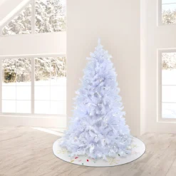 National Tree Company 9 ft. Pre-Lit Millville White Tree with PowerConnect Dual Color LED Lights