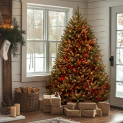 National Tree Company 7.5 ft. Pre-Lit Natural Fraser Fir Tree with Multicolor Lights