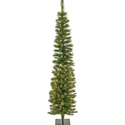 National Tree Company 6 ft. Pre-Lit Nooksack Fir Pencil Slim Tree with LED Lights