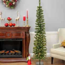 National Tree Company 6 ft. Pre-Lit Nooksack Fir Pencil Slim Tree with LED Lights