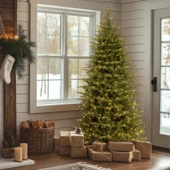 National Tree Company 7.5 ft. Pre-Lit Nordic Spruce Slim Tree with Dual Color LED Lights