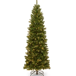 National Tree Company 6.5 ft. Pre-Lit North Valley Spruce Pencil Slim Tree with Clear Lights