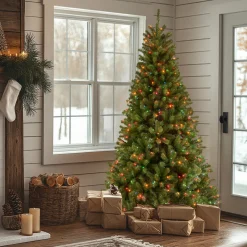 National Tree Company 6.5 ft. Pre-Lit North Valley Spruce Tree with Multicolor Lights