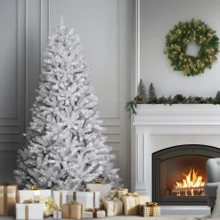 National Tree Company 7.5 ft. Pre-Lit North Valley Spruce White Tree with Clear Lights