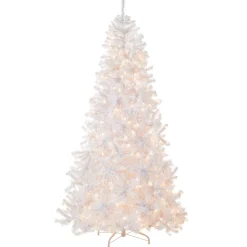 National Tree Company 7.5 ft. Pre-Lit North Valley Spruce White Tree with Clear Lights