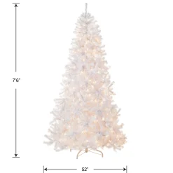 National Tree Company 7.5 ft. Pre-Lit North Valley Spruce White Tree with Clear Lights