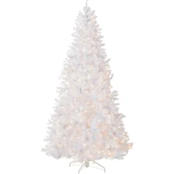 National Tree Company 9 ft. Pre-Lit North Valley Spruce White Tree with Clear Lights