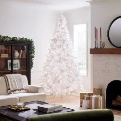 National Tree Company 9 ft. Pre-Lit North Valley Spruce White Tree with Clear Lights