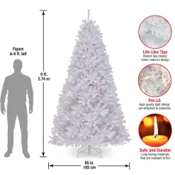 National Tree Company 9 ft. Pre-Lit North Valley Spruce White Tree with Clear Lights