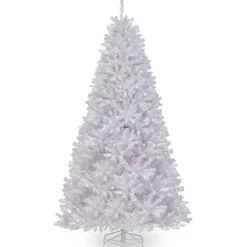 National Tree Company 9 ft. Pre-Lit North Valley Spruce White Tree with Clear Lights