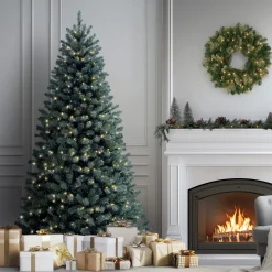 National Tree Company 7 ft. Pre-Lit North Valley Spruce Blue Tree with Clear Lights