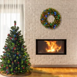 National Tree Company 4.5 ft. Pre-Lit North Valley Spruce Tree with Multicolor Lights