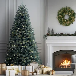 National Tree Company 7.5 ft. Pre-Lit North Valley Spruce Blue Tree with Clear Lights