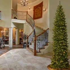 National Tree Company 10 ft. Pre-Lit North Valley Spruce Pencil Slim Tree with Clear Lights