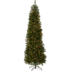 National Tree Company 7.5 ft. Pre-Lit North Valley Spruce Pencil Slim Tree with Clear Lights