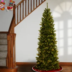 National Tree Company 7.5 ft. Pre-Lit North Valley Spruce Pencil Slim Tree with Clear Lights