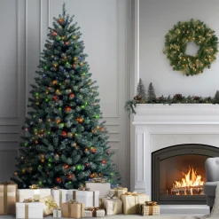 National Tree Company 7.5 ft. Pre-Lit North Valley Spruce Blue Tree with Multicolor Lights