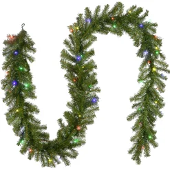 National Tree Company 9 ft. Pre-Lit Norwood Fir Garland with Battery Operated Multicolor LED Lights