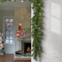 National Tree Company 9 ft. Pre-Lit Norwood Fir Garland with Battery Operated Multicolor LED Lights