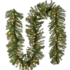 National Tree Company 9 ft. Pre-Lit Norwood Fir Garland with Clear Lights - 12 in Diameter