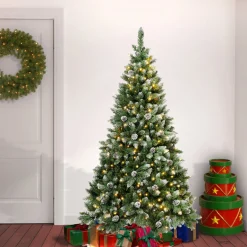 National Tree Company 6 ft. Pre-Lit Oakley Hills Snow Tree with Warm White LED Lights