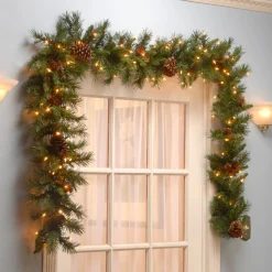 National Tree Company 9 ft. Pre-Lit Pine Cone Garland with Clear Lights