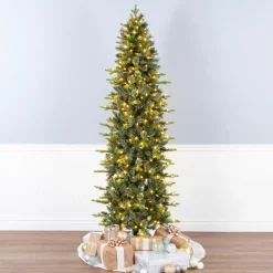 National Tree Company 7.5 ft. Pre-Lit Prancer Fir Pencil Slim Tree with Clear Lights
