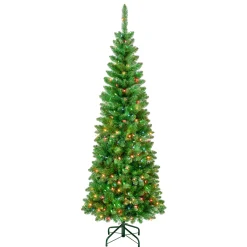 National Tree Company 6 ft. Pre-Lit Rowan Slim Tree with Multicolor Lights