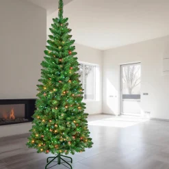 National Tree Company 6 ft. Pre-Lit Rowan Slim Tree with Multicolor Lights