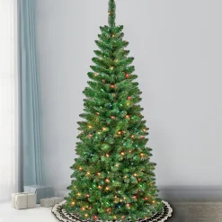 National Tree Company 6 ft. Pre-Lit Rowan Slim Tree with Multicolor Lights