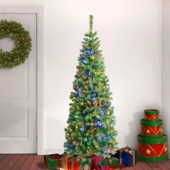 National Tree Company 6 ft. Pre-Lit Sagamore Slim Tree with Multi LED Lights