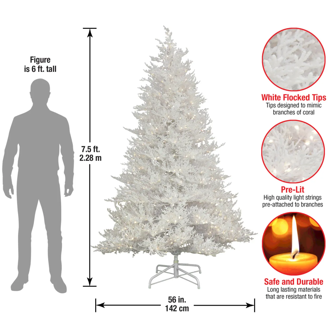 National Tree Company 7.5 ft. Pre-Lit Sea Coral Tree with Warm White LED Lights