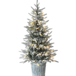 National Tree Company 4.5 ft. Pre-Lit Snowy Alpine Fir Tree with LED Lights