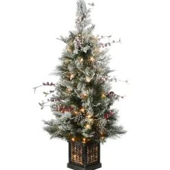 National Tree Company 4 ft. Pre-Lit Snowy Bedford Pine Tree with Clear Lights