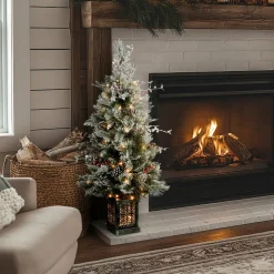 National Tree Company 4 ft. Pre-Lit Snowy Bedford Pine Tree with Clear Lights