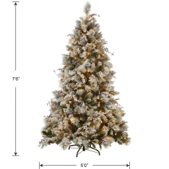 National Tree Company 7.5 ft. Pre-Lit Snowy Bedford Pine Tree with Clear Lights