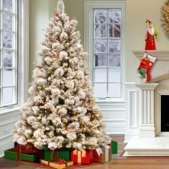 National Tree Company 7.5 ft. Pre-Lit Snowy Bedford Pine Tree with Clear Lights