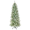National Tree Company 7.5 ft. Pre-Lit Snowy Bottle Brush Slim Tree with Clear Lights