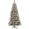 National Tree Company 7.5 ft. Pre-Lit Snowy Bristle Pine Slim Tree with Clear Lights
