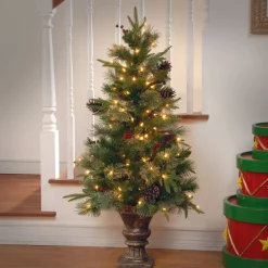 National Tree Company 4 ft. Pre-Lit Snowy Bristle Berry Tree with Clear Lights
